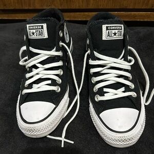 Converse black and white quarter tops
